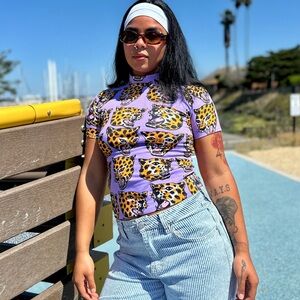 Nooworks Purple Leopard Print Women's Tee